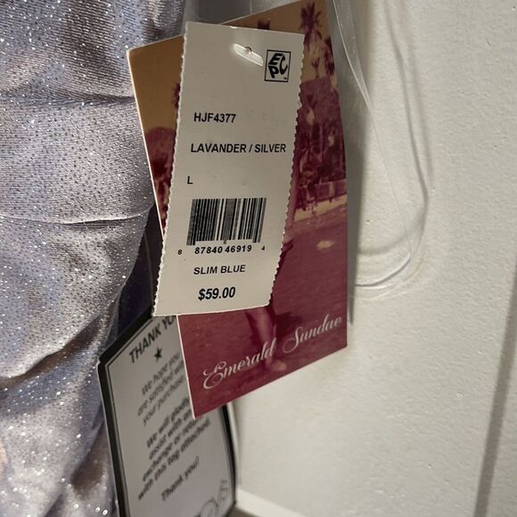 Macy's lavender with silver sparkles mini dress available in small and large - Picture 9 of 9